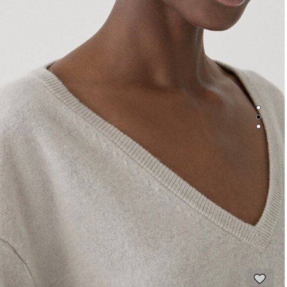 NWOT J.Crew Cashmere V-neck Oversized Sweater Size S Heather Fog Pullover BA394 - Picture 2 of 9